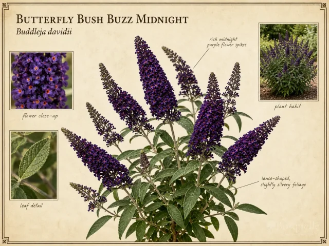 Butterfly Bush Buzz Midnight (Buddleja davidii Buzz Midnight)