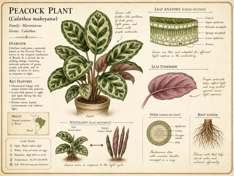 Peacock Plant (Calathea makoyana)