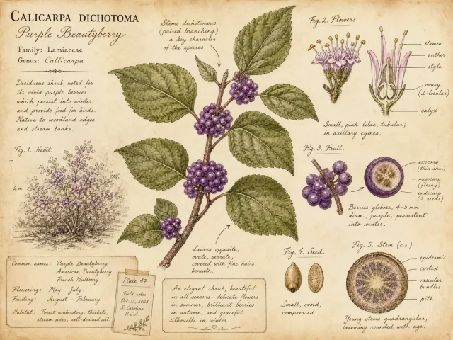 Purple Beautyberry (Callicarpa dichotoma)