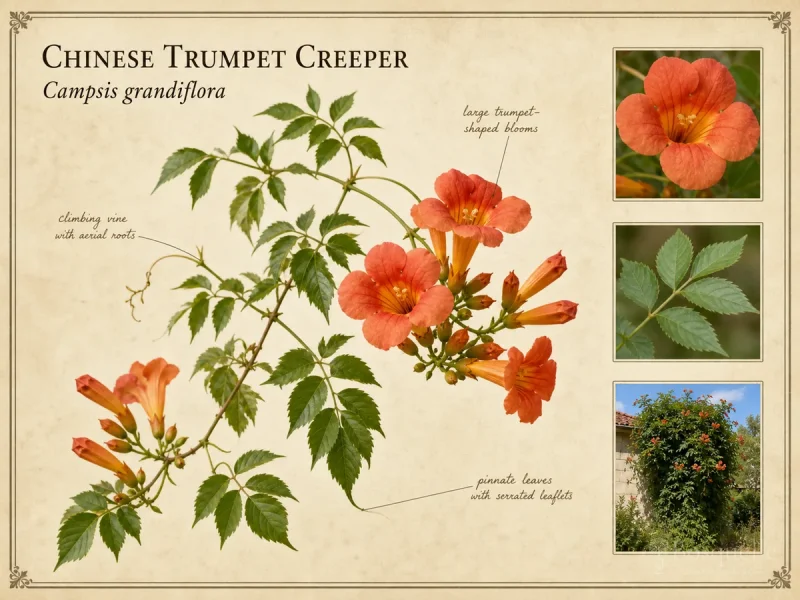 Chinese Trumpet Creeper (Campsis grandiflora)