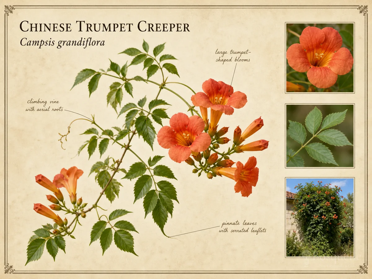 Chinese Trumpet Creeper (Campsis grandiflora)