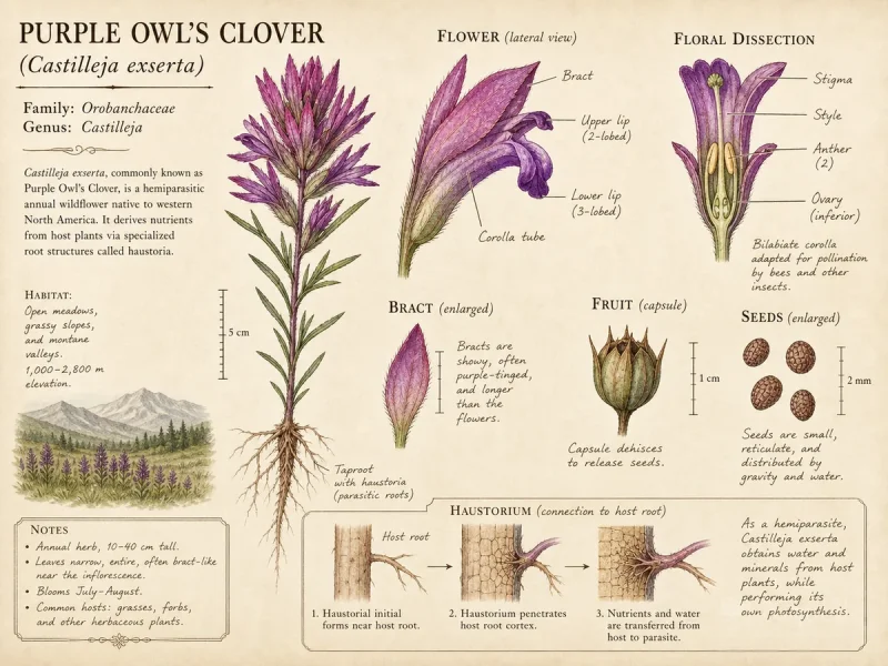 Purple Owl’s Clover (Castilleja exserta)