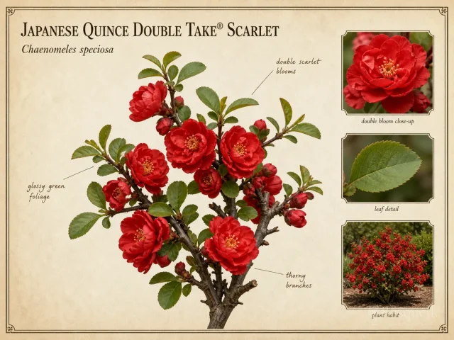 Japanese Quince Double Take® Scarlet (Chaenomeles speciosa Double Take® Scarlet)
