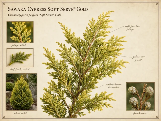 Sawara Cypress Soft Serve® Gold (Chamaecyparis pisifera Soft Serve® Gold)