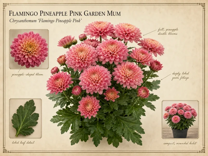 Flamingo Pineapple Pink Garden Mum (Chrysanthemum Flamingo Pineapple Pink)