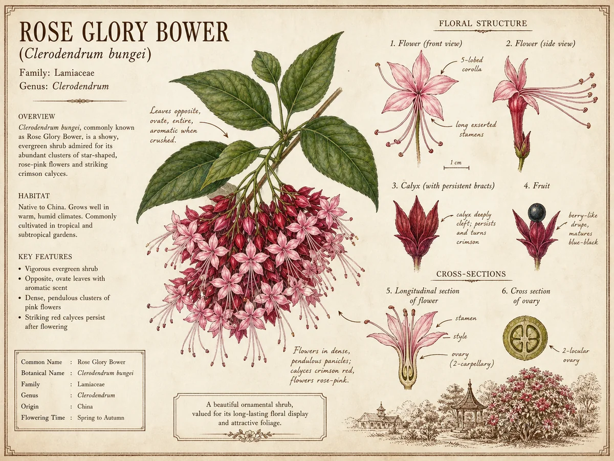 Rose Glory Bower botanical diagram