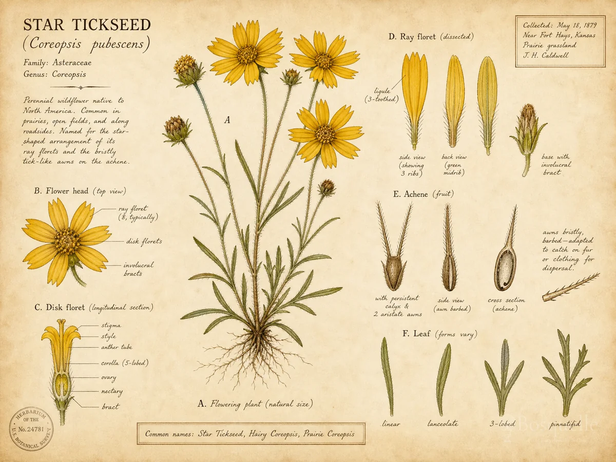 Star Tickseed botanical diagram
