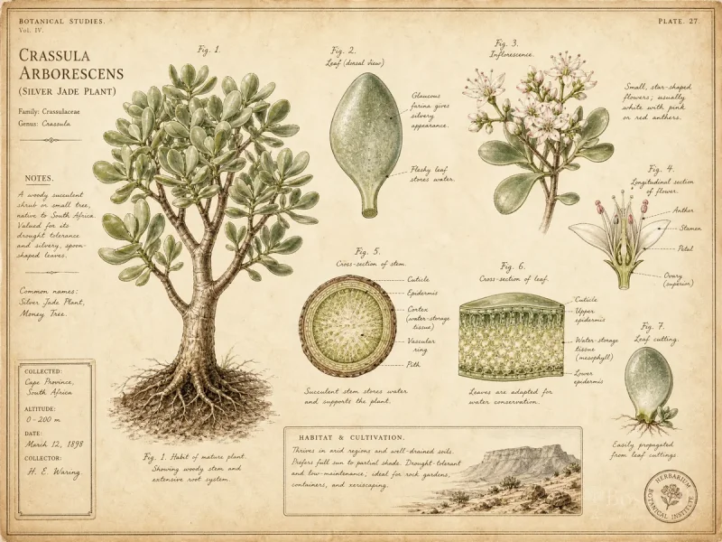 Silver Jade Plant (Crassula arborescens)