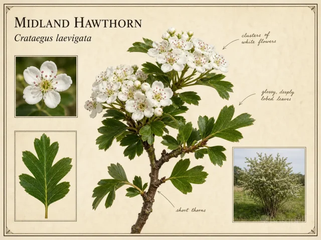 Midland Hawthorn (Crataegus laevigata)