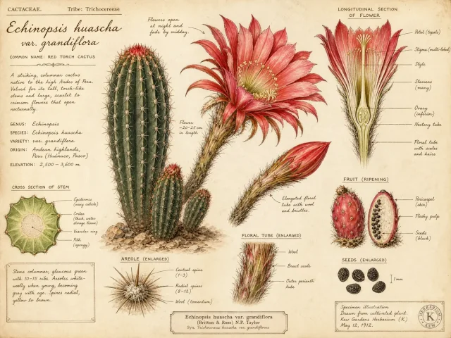 Red Torch Cactus (Echinopsis huascha var. grandiflora)