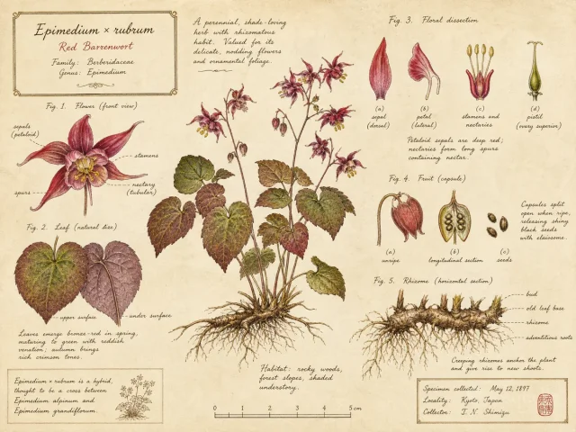 Red Barrenwort (Epimedium × rubrum)