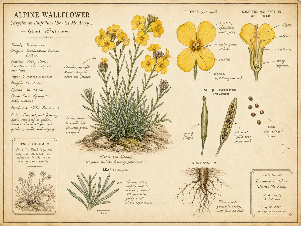 Alpine Wallflower (Erysimum linifolium ‘Bowles Me Away’)