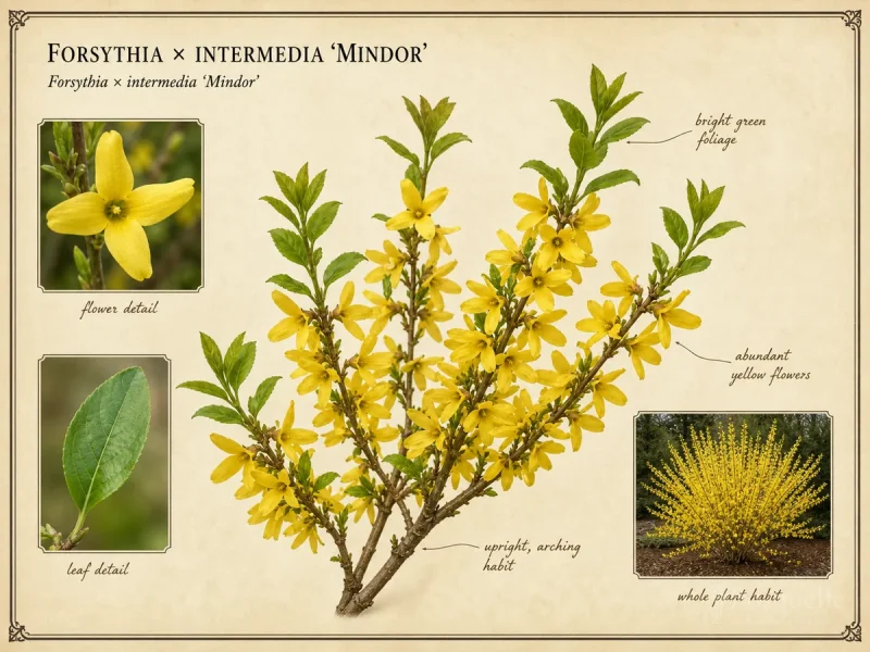 Forsythia × intermedia ‘Mindor’ (Forsythia x intermedia Show Off®)