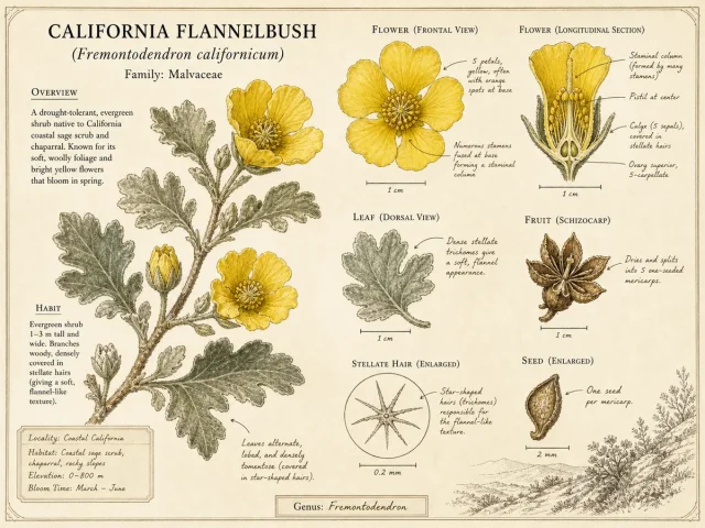 California Flannelbush (Fremontodendron californicum)