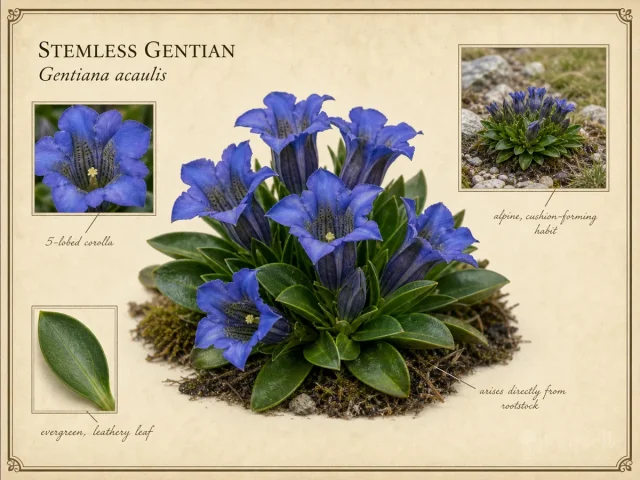 Stemless Gentian — Cool roots, grit, and meadow moisture