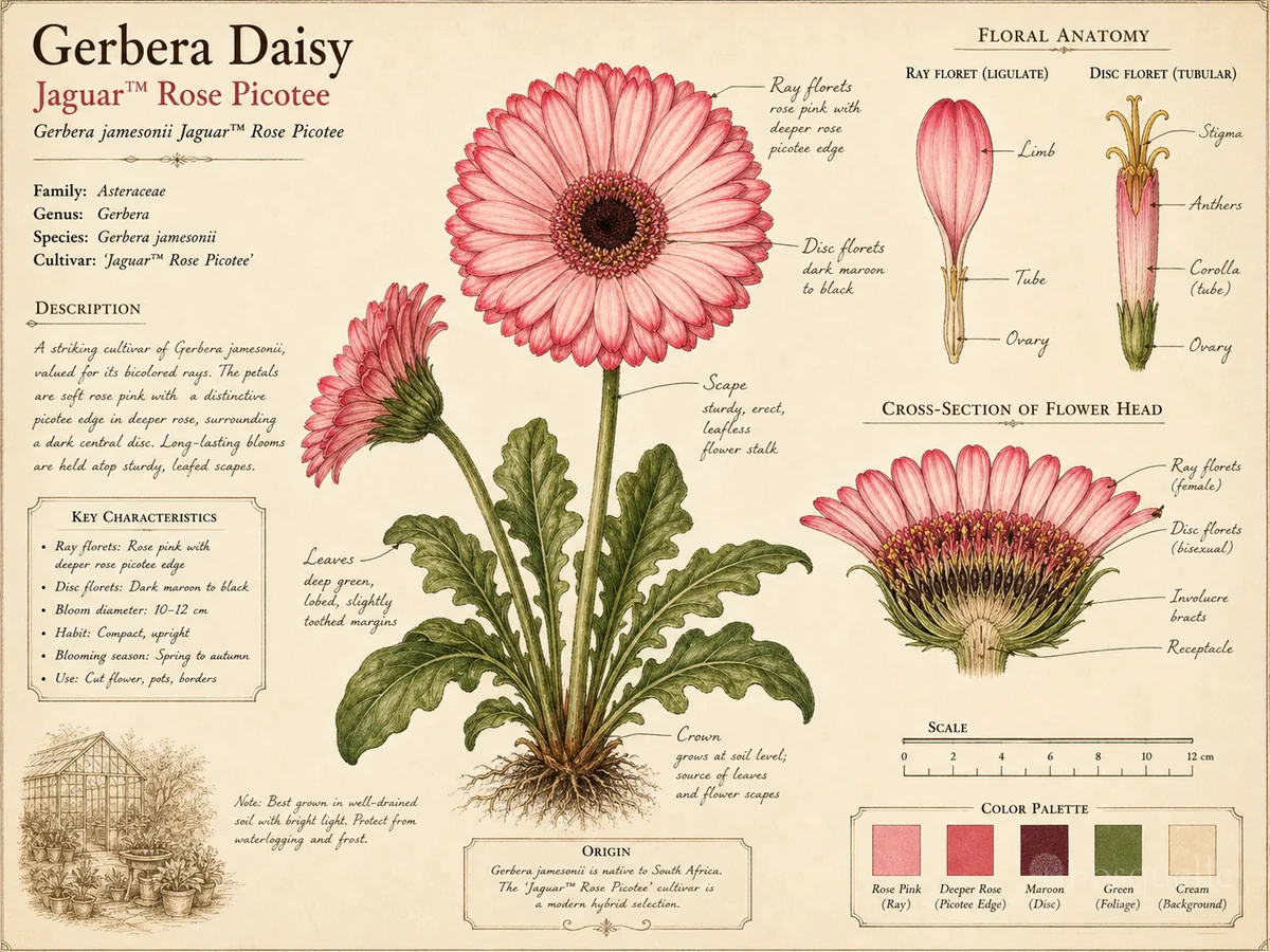Gerbera Daisy Jaguar™ Rose Picotee