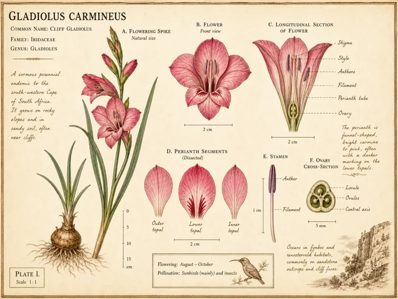 Cliff Gladiolus (Gladiolus carmineus)