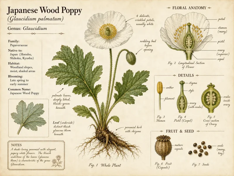 Japanese Wood Poppy (Glaucidium palmatum)
