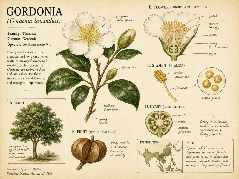 Gordonia (Gordonia lasianthus)