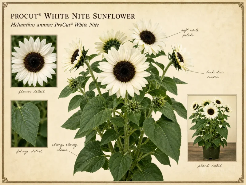 ProCut® White Nite Sunflower — Pollen-free stems, not giant heads