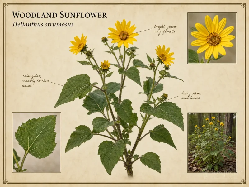 Woodland Sunflower botanical diagram