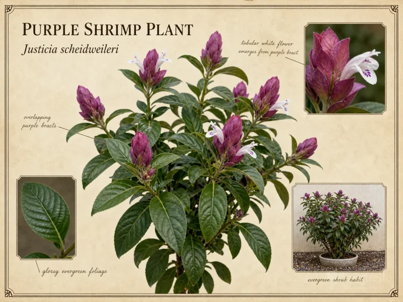 Purple Shrimp Plant (Justicia scheidweileri)