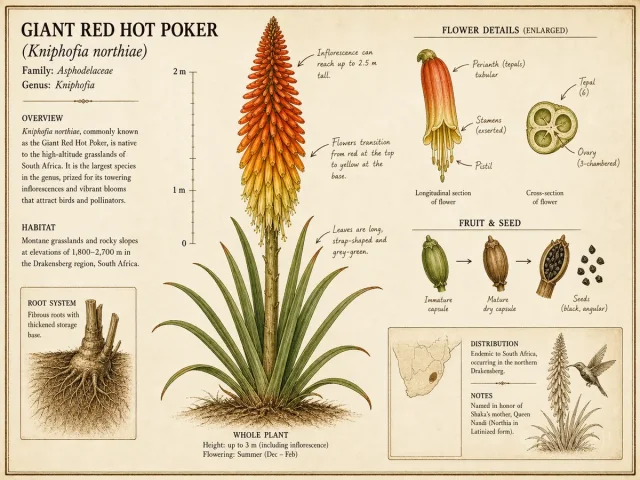 Giant Red Hot Poker (Kniphofia northiae)