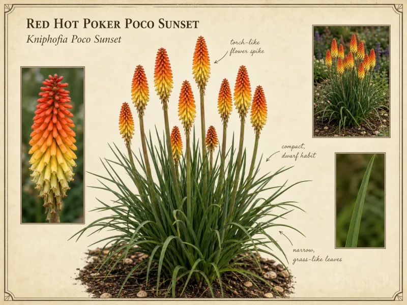 Red Hot Poker Poco Sunset (Kniphofia Poco Sunset)