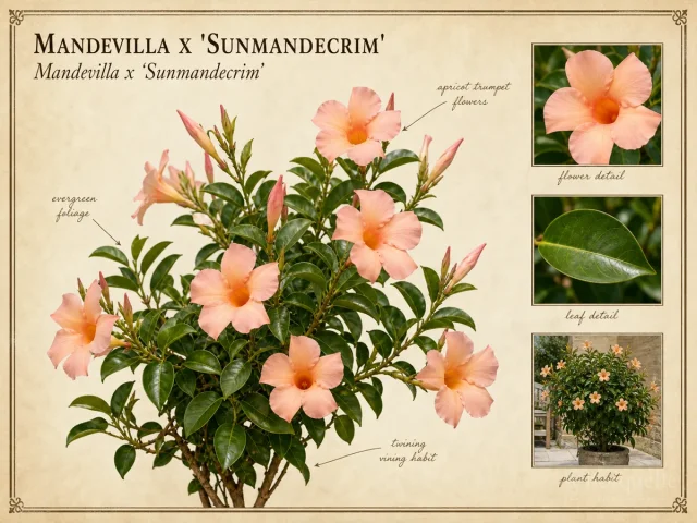 Mandevilla x ‘Sunmandecrim’ (Mandevilla Sun Parasol® Apricot)