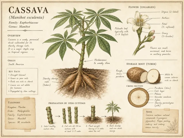 Cassava — Before a freeze, save mature stems or move a pot…