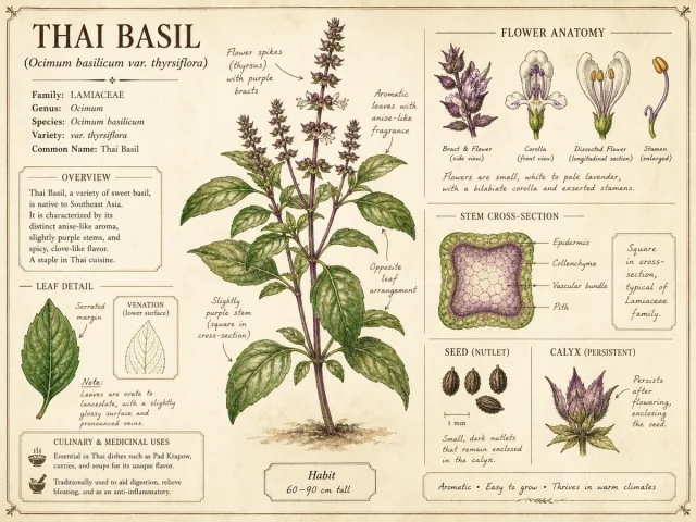 Thai Basil (Ocimum basilicum var. thyrsiflora)