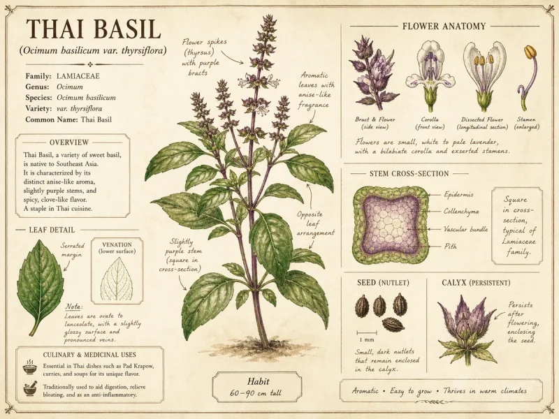 Thai Basil (Ocimum basilicum var. thyrsiflora)
