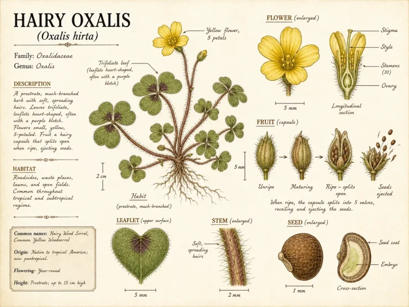 Hairy Oxalis (Oxalis hirta)