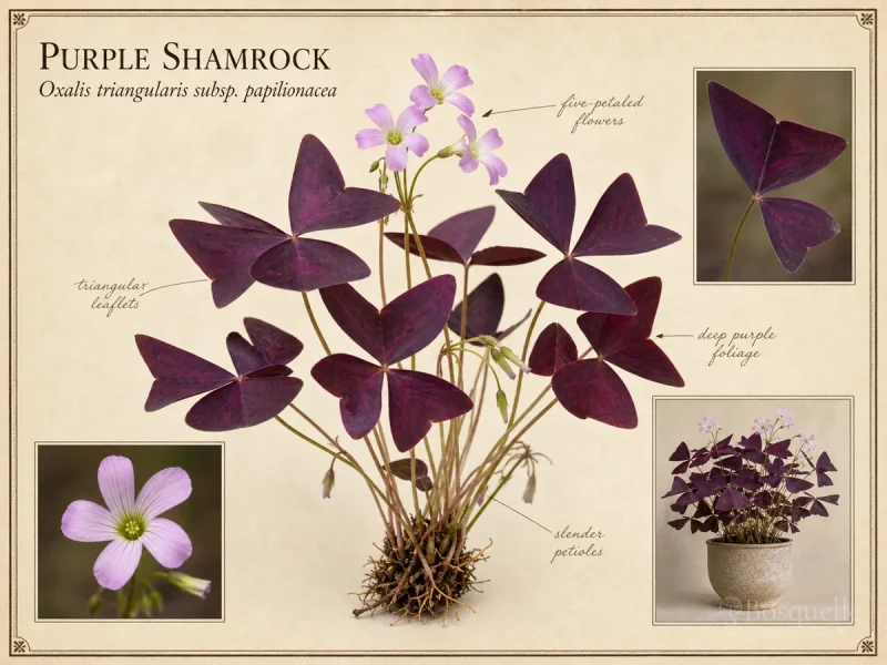 Purple Shamrock (Oxalis triangularis subsp. papilionacea)