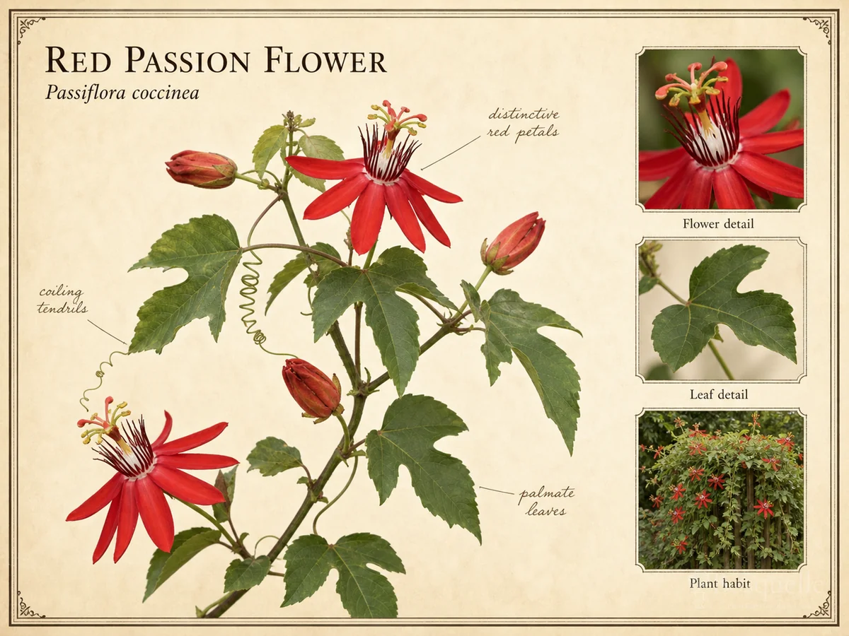 Red Passion Flower (Passiflora coccinea)