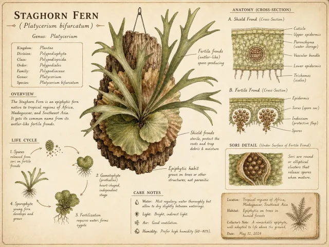 Staghorn Fern — Give it bright indirect light, soak the moss when…