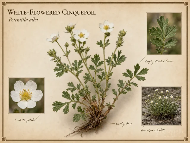 White-Flowered Cinquefoil (Potentilla alba)