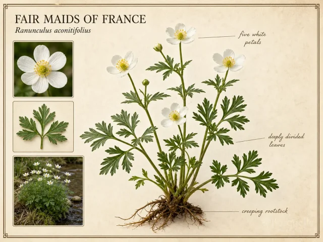 Fair Maids of France (Ranunculus aconitifolius)