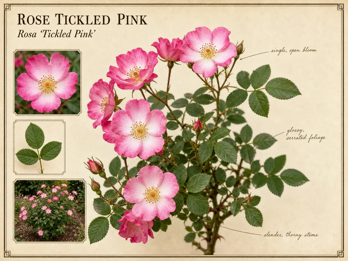 Rose Tickled Pink botanical diagram