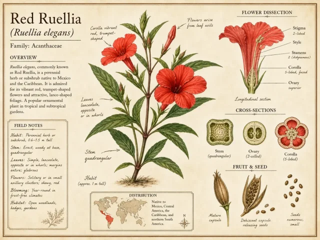 Red Ruellia (Ruellia elegans)