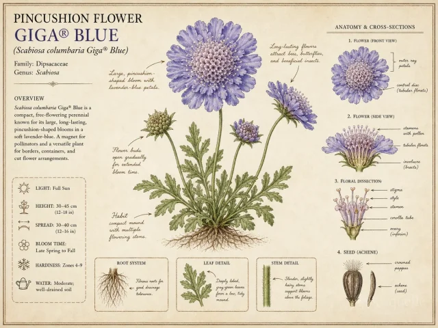 Pincushion Flower Giga® Blue (Scabiosa columbaria Giga® Blue)