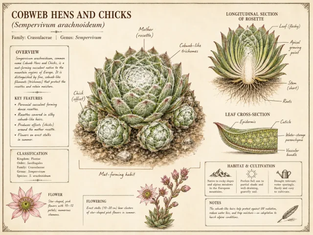 Cobweb Hens and Chicks (Sempervivum arachnoideum)