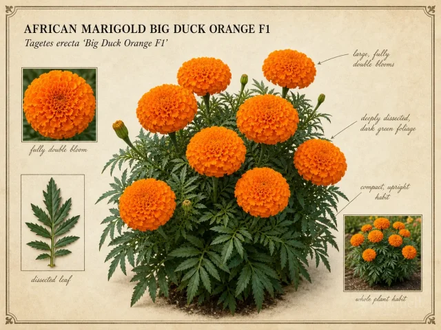 African Marigold Big Duck Orange F1 (Tagetes erecta Big Duck Orange F1)