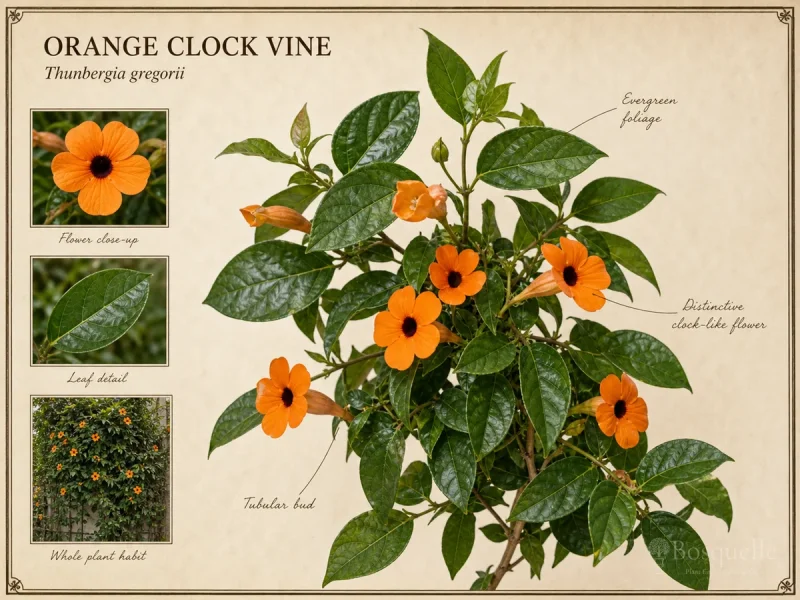Orange Clock Vine (Thunbergia gregorii)