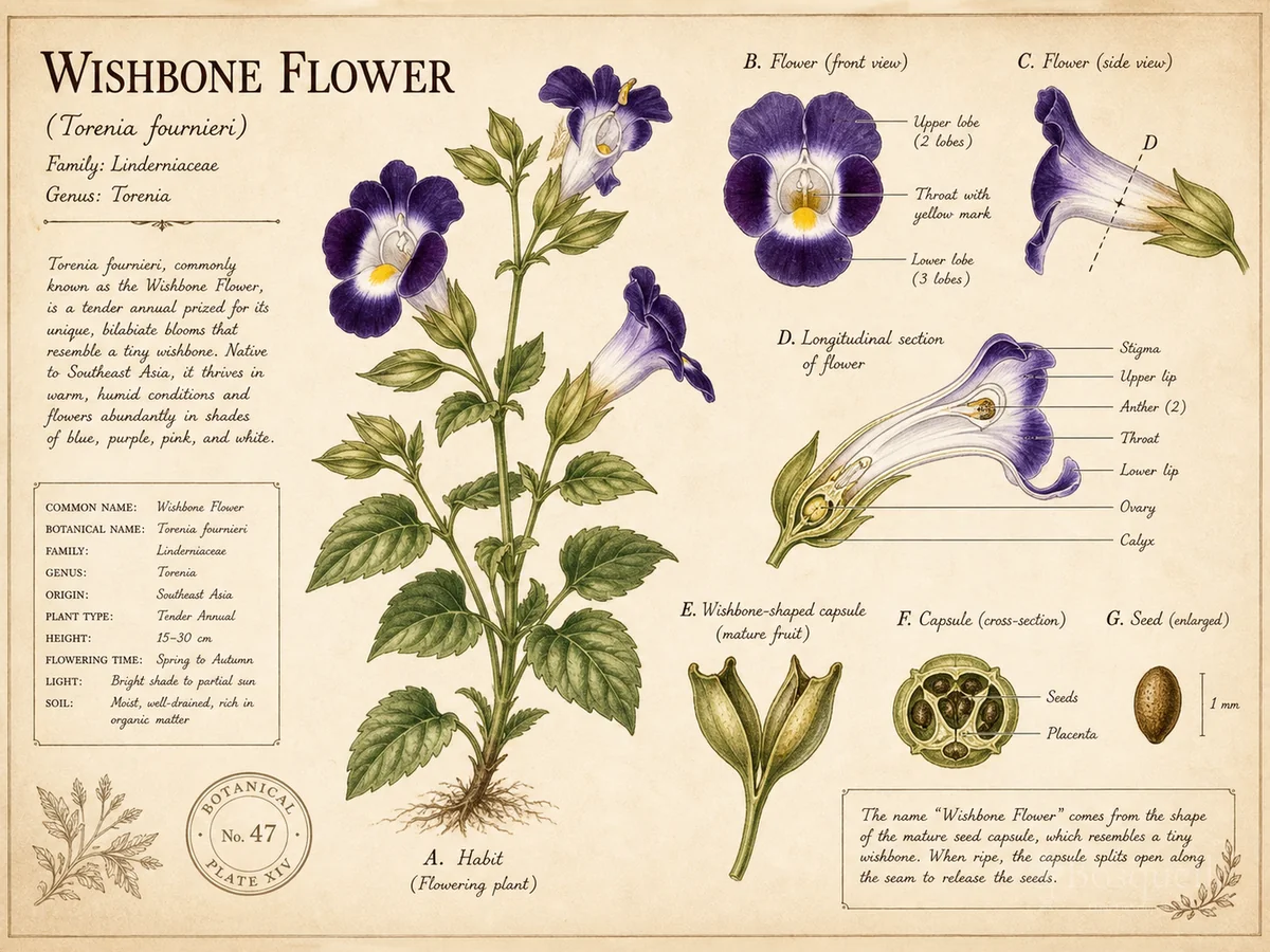 Wishbone Flower (Torenia fournieri)