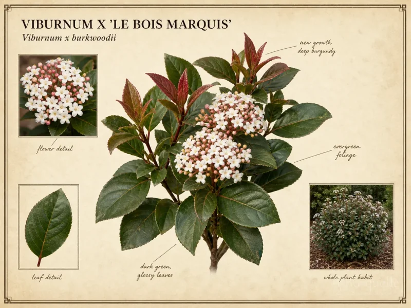 Viburnum x ‘Le Bois Marquis’ (Viburnum Handsome Devil®)