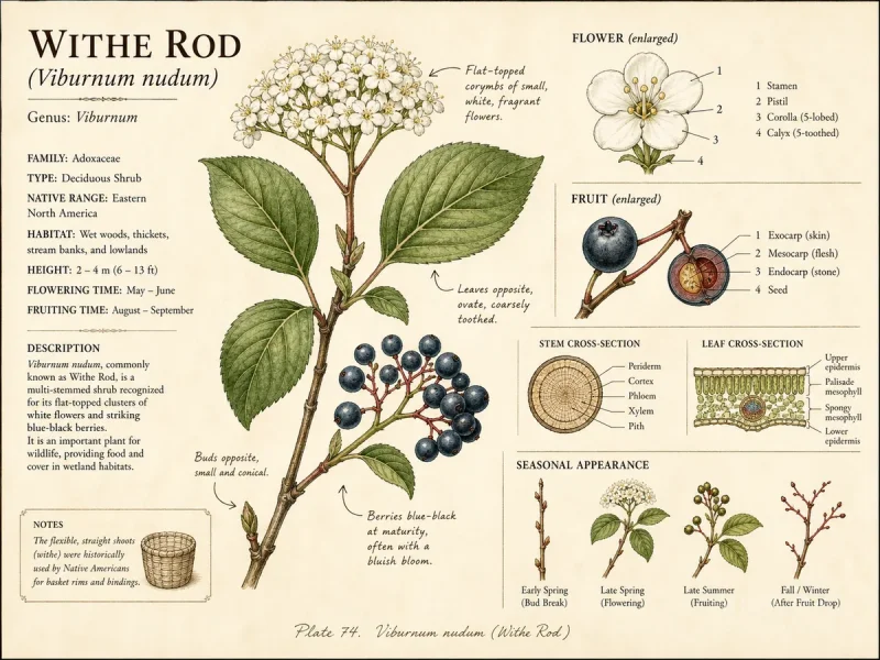 Withe Rod (Viburnum nudum)