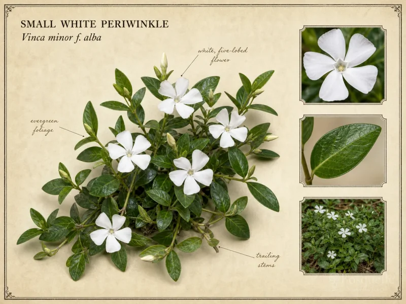 Small White Periwinkle (Vinca minor f. alba)