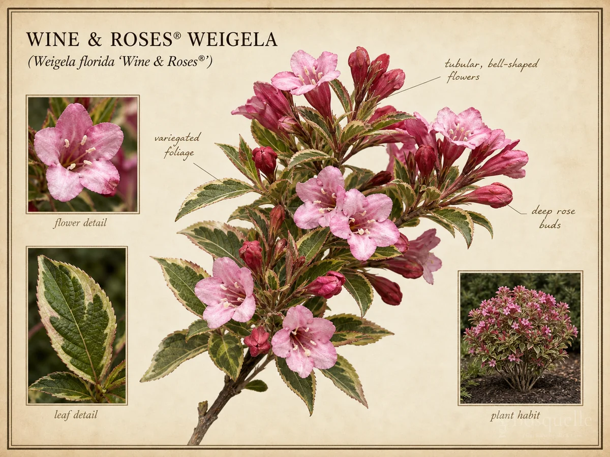 Wine & Roses® Weigela botanical diagram