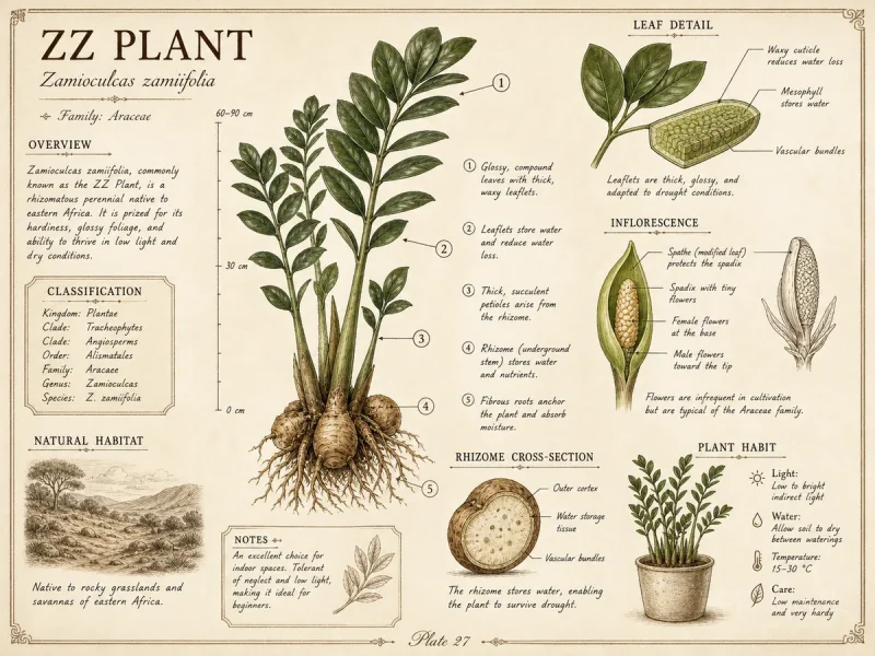 ZZ Plant botanical diagram